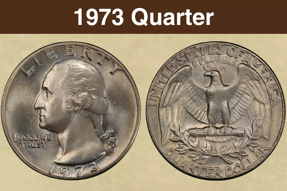 1973 Washington Quarter obverse and reverse showing heraldic eagle design