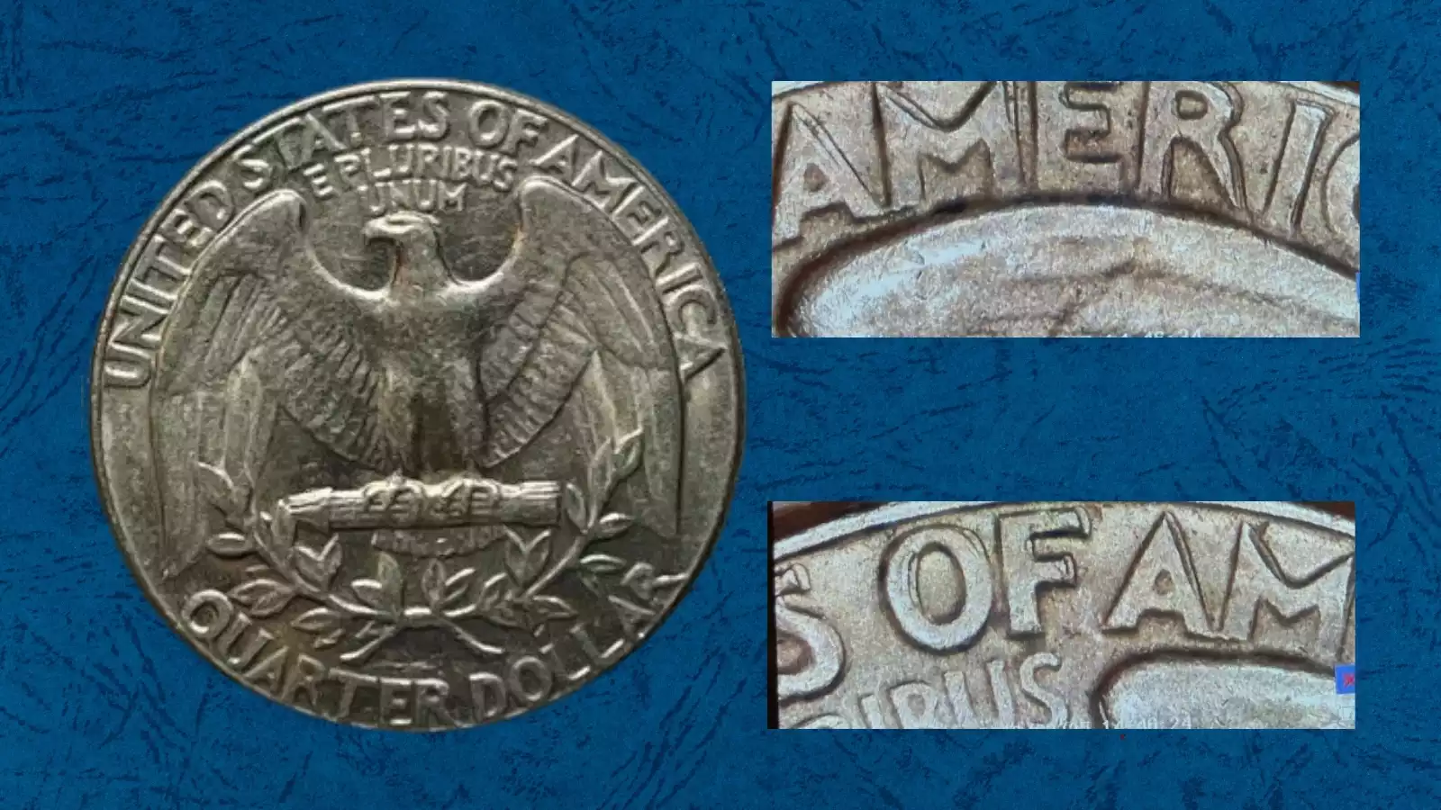 1973 quarter double strike error showing overlapping die impressions from two separate strikes